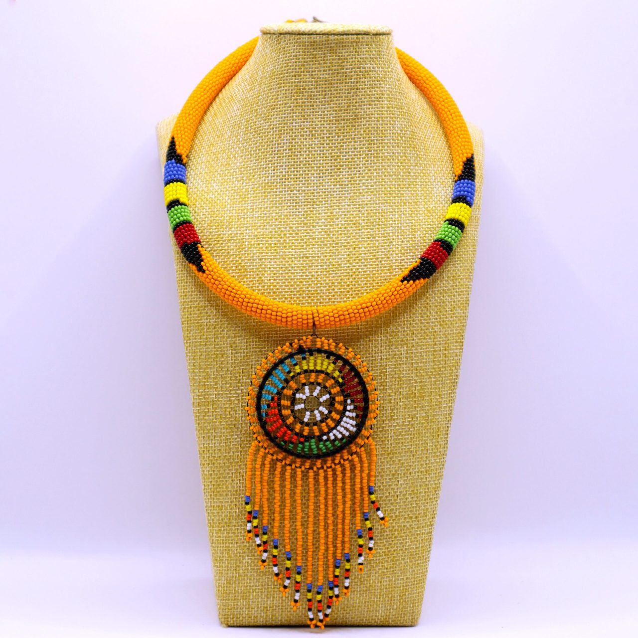 Second image of Zulu fringe minimalist beaded necklace