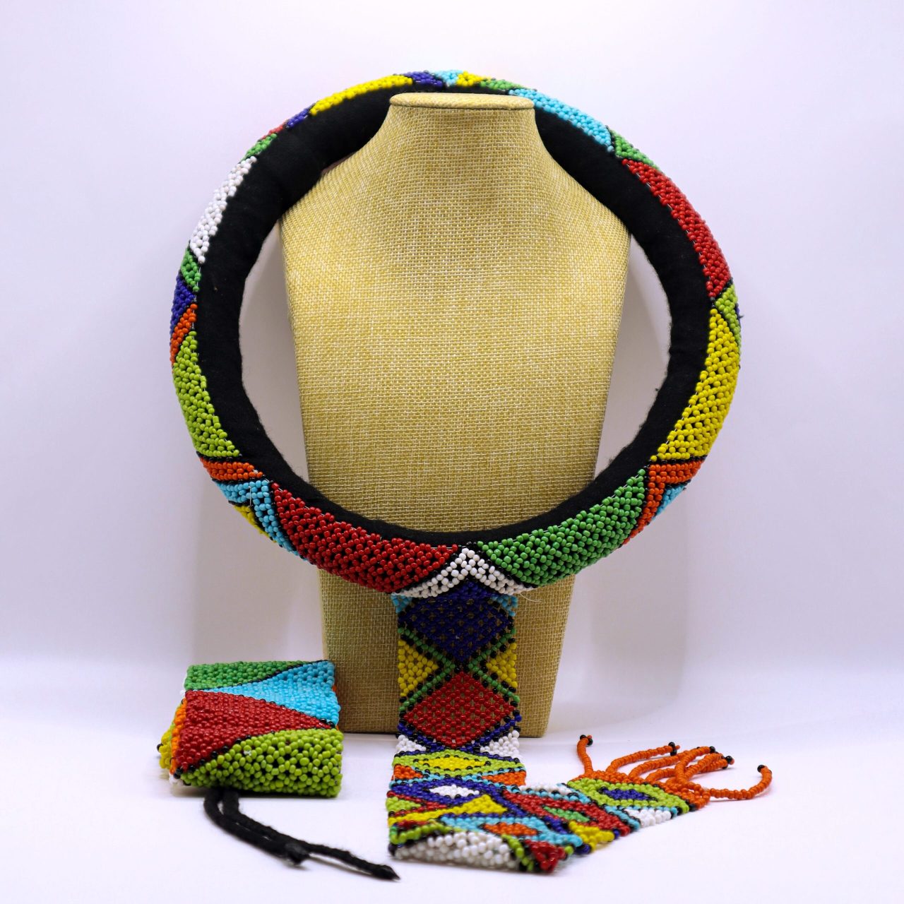 Free size Zulu inspired beaded fringe necklace and belt