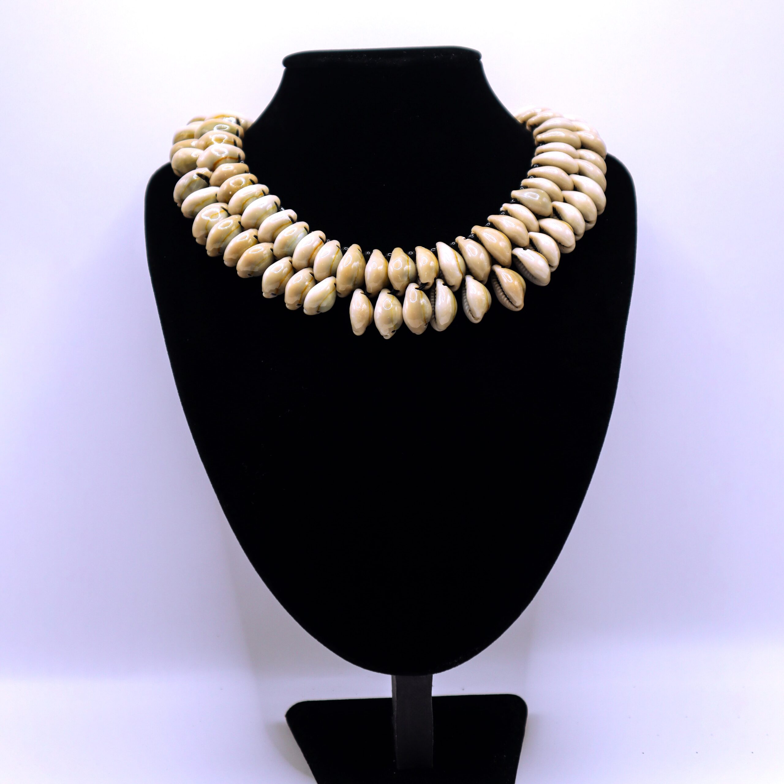 Double line cowrie shells collar necklace