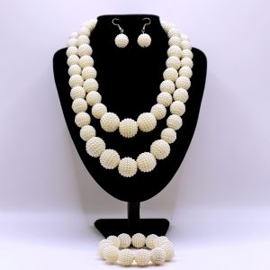 Large Serrated Beads Necklace with Earrings and Bangle