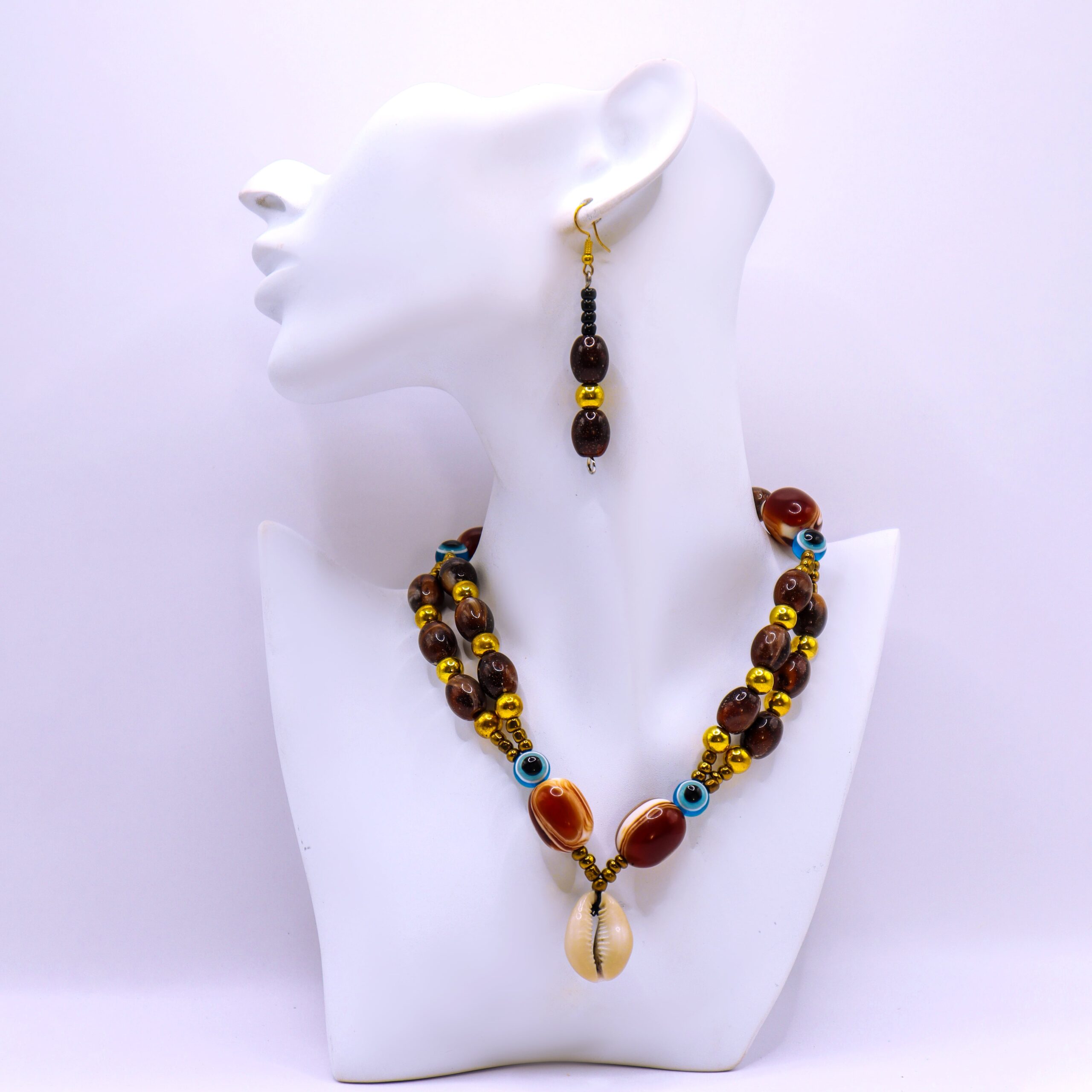 Second image of Antique large brown beads necklace