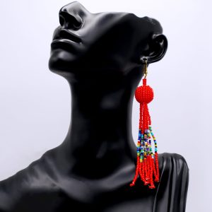Zulu inspired beaded tassel earrings