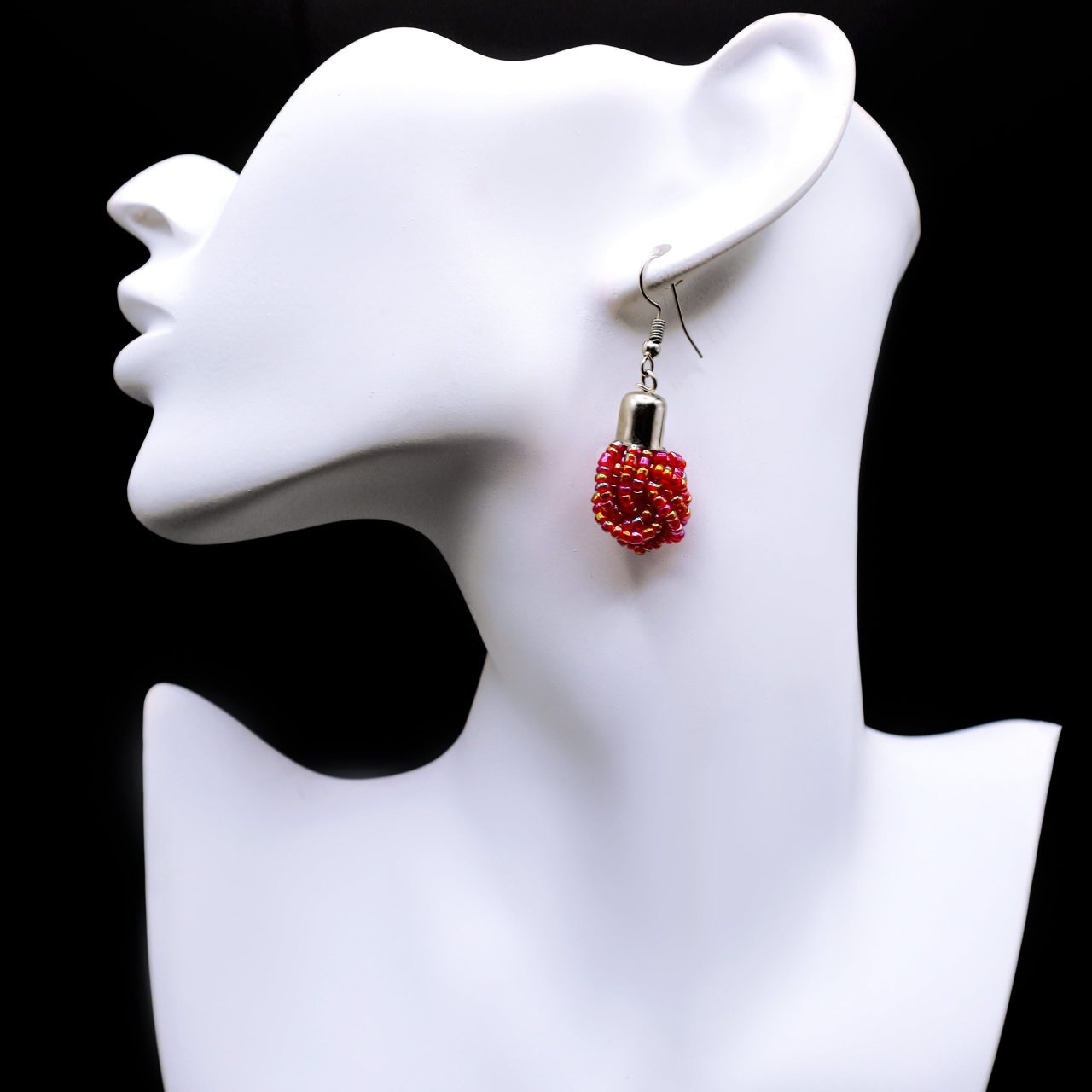 Minimalist beaded knot earrings.