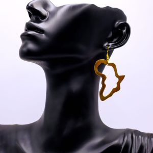 Open African map brass earrings