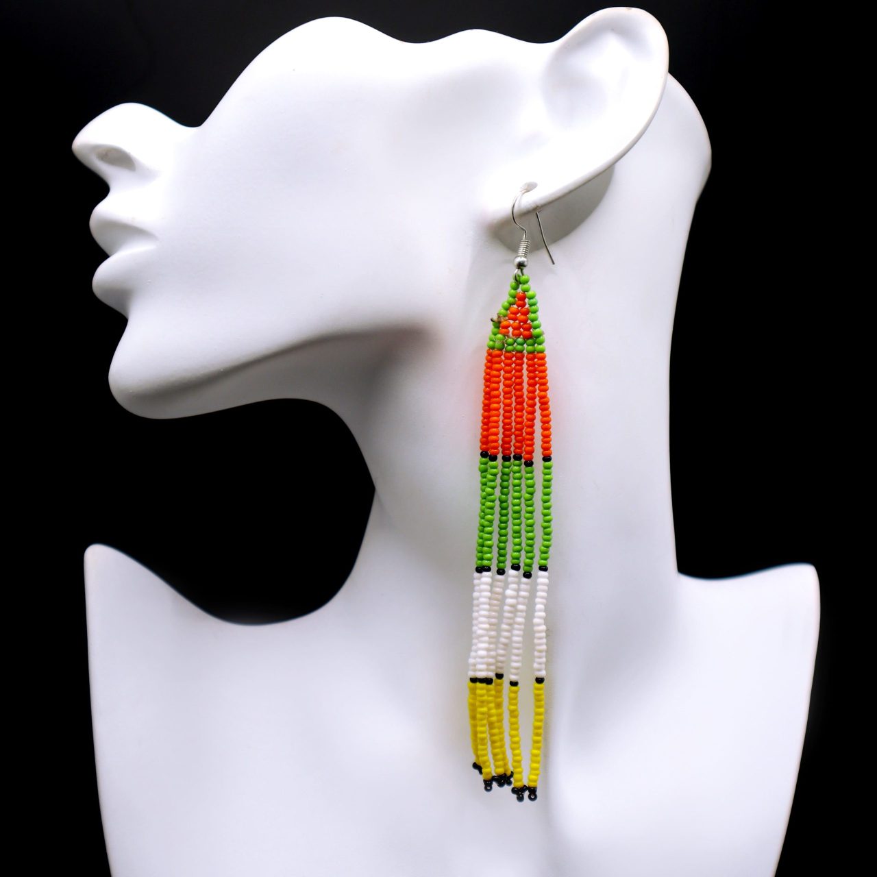 Second image of Slim long Maasai inspired beads earrings