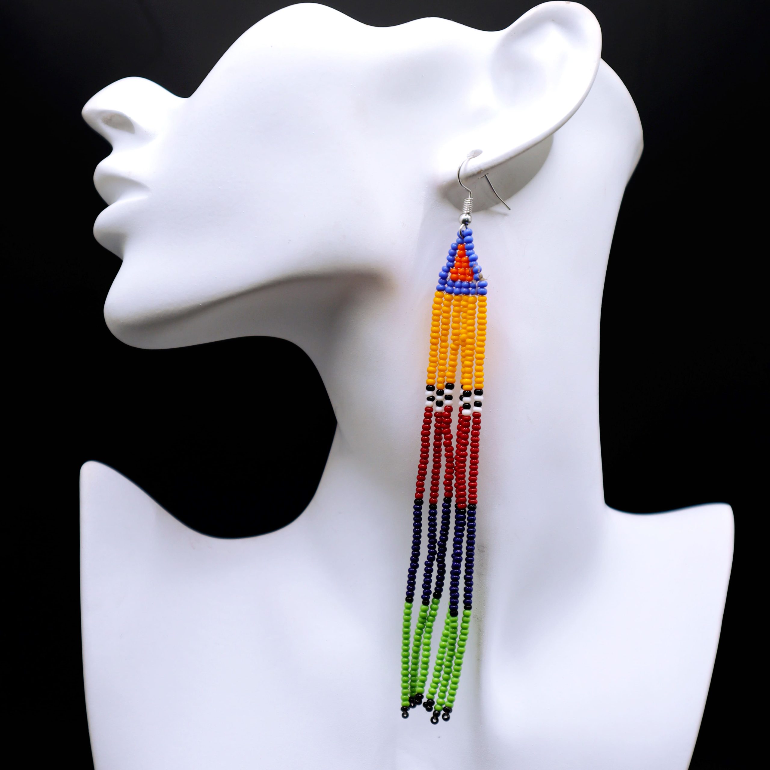 Slim long Maasai inspired beads earrings