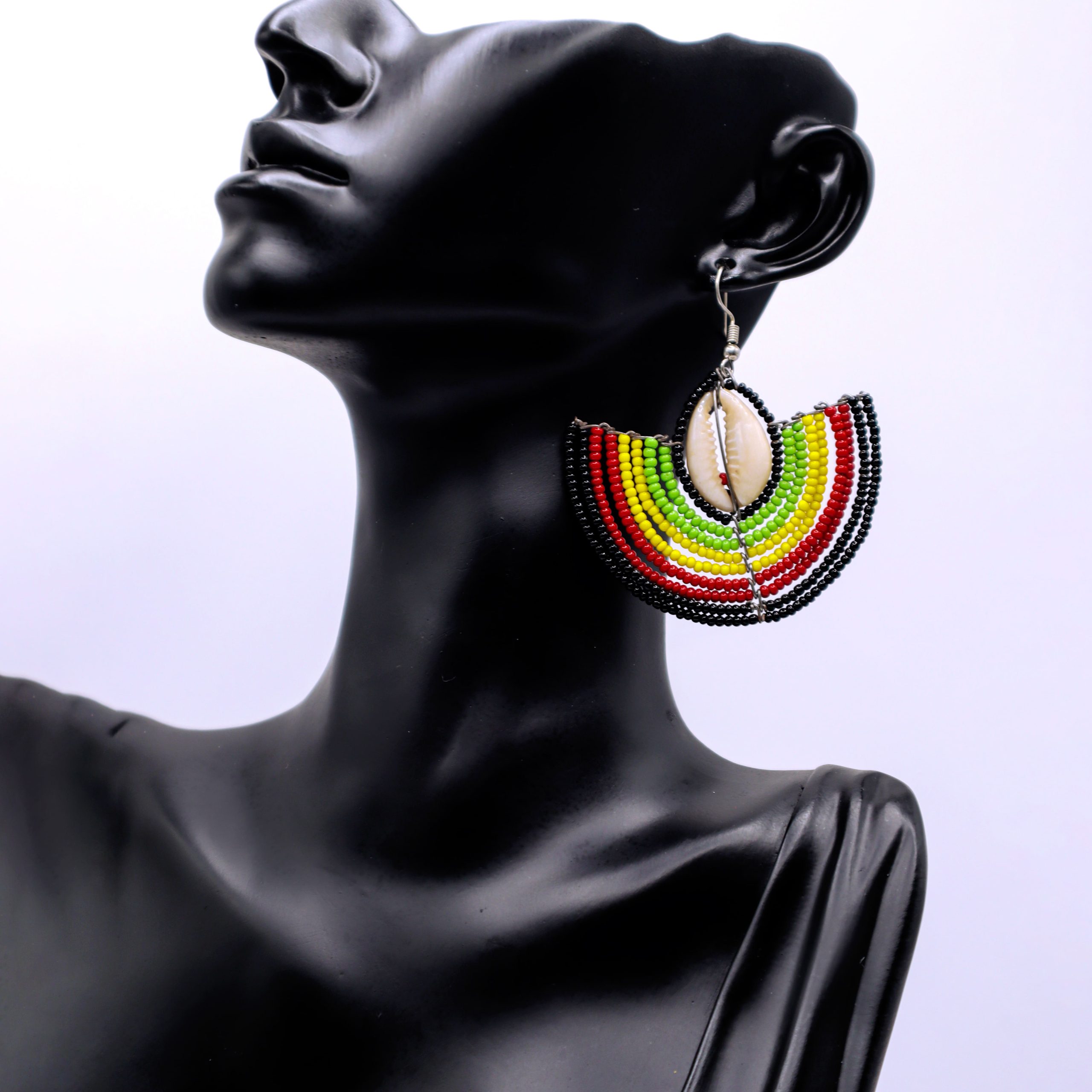 Maasai inspired half moon beaded earrings