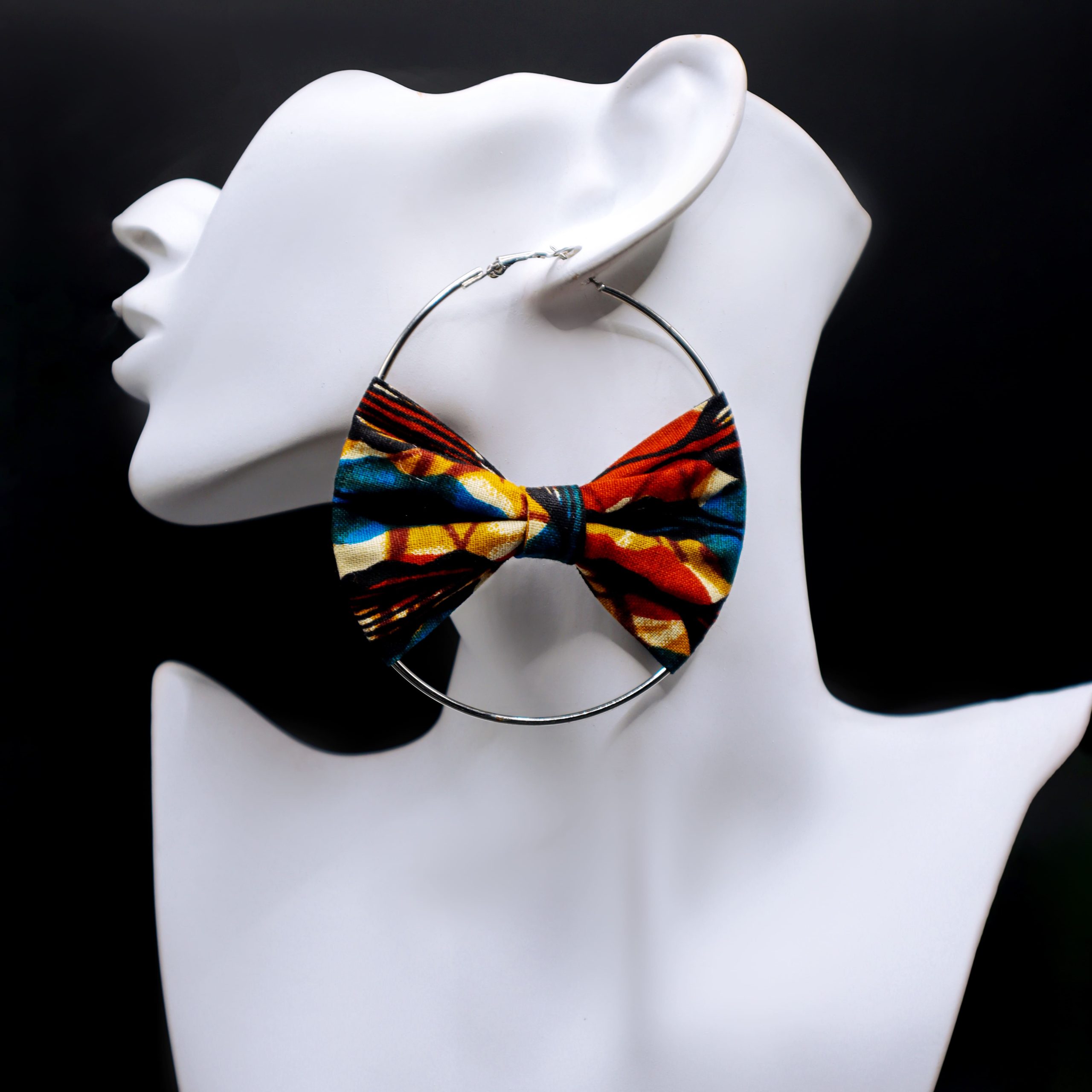 African print bow tie fabric earrings