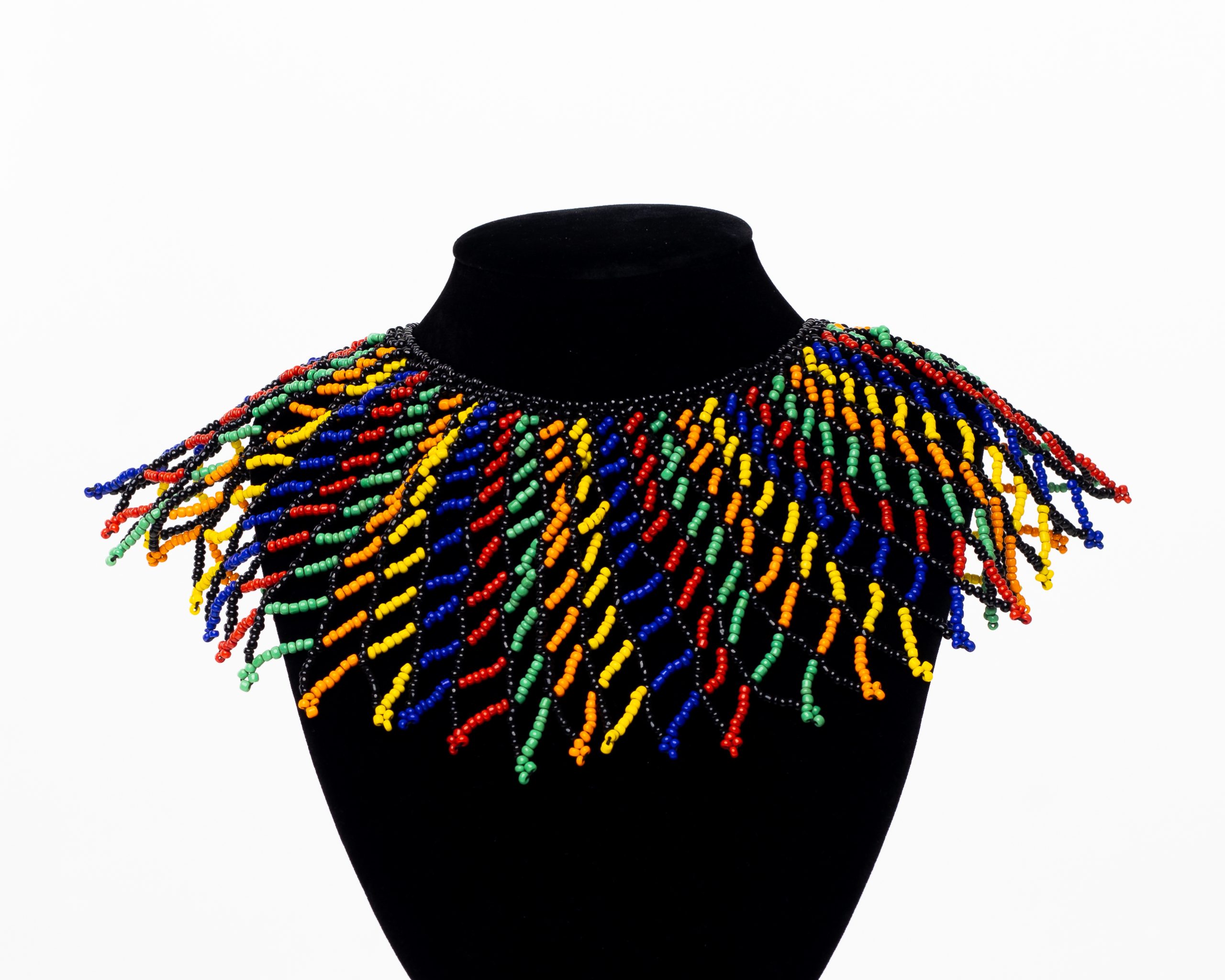 Multicolored Zulu tribal beads collar necklace