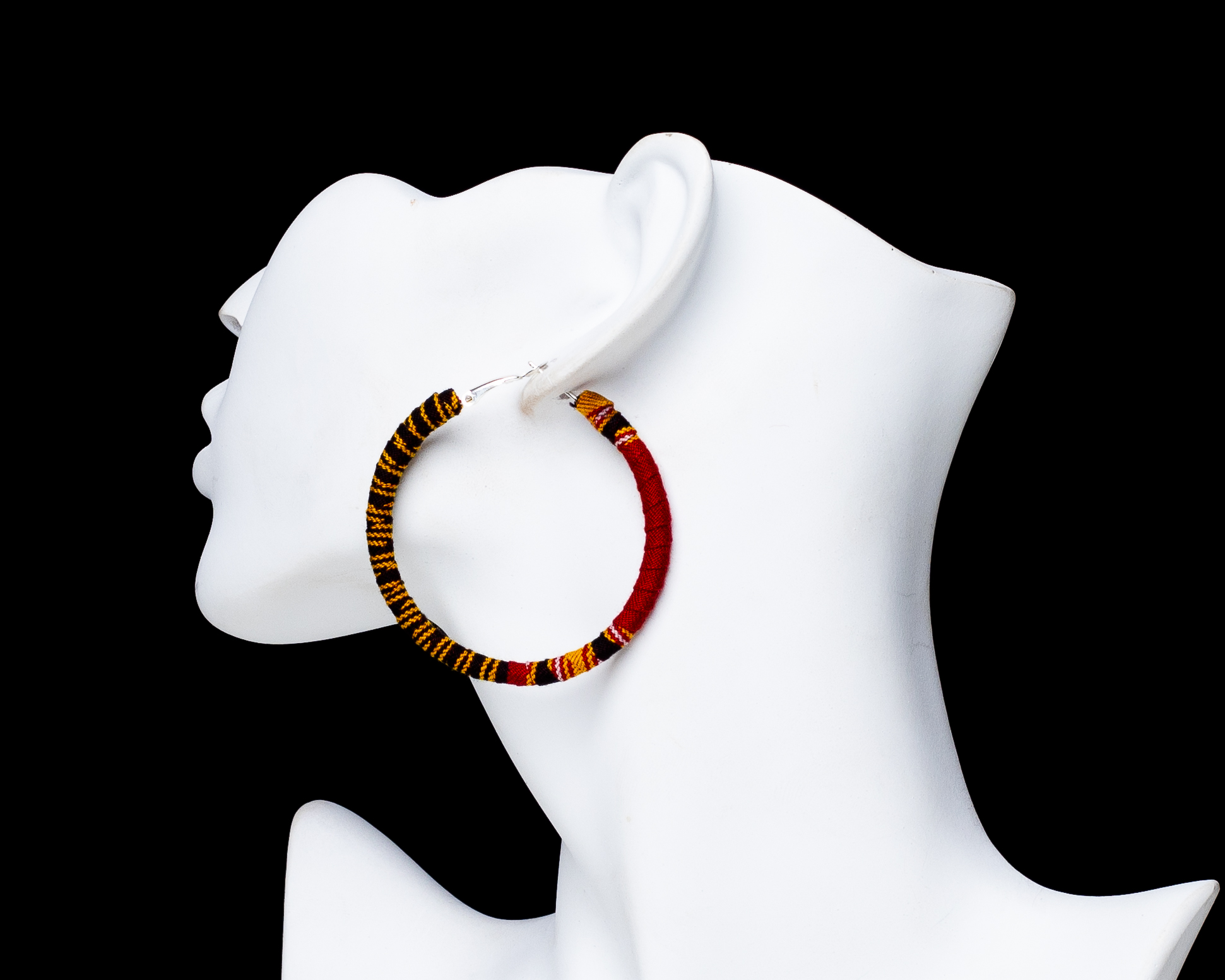 Second image of African fabric hoops earrings
